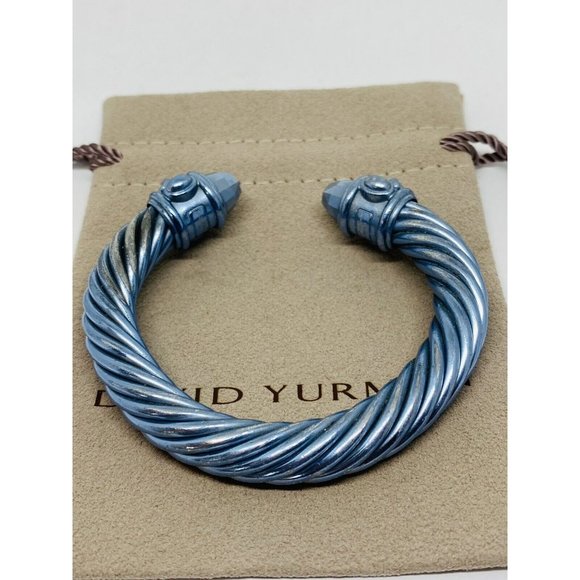David Yurman Limited Edition Light Blue Aluminum Renaissance Bracelet 10mm 6.5” - Picture 2 of 12